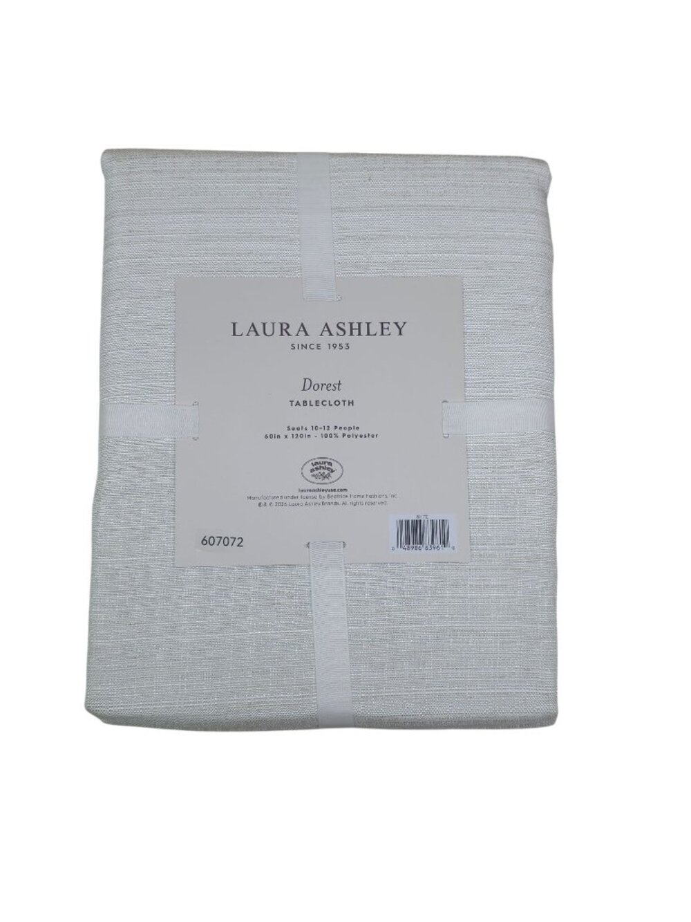 Laura Ashley Dorset Tablecloth 60"x120" Off White with Silver Threads Seats10-12